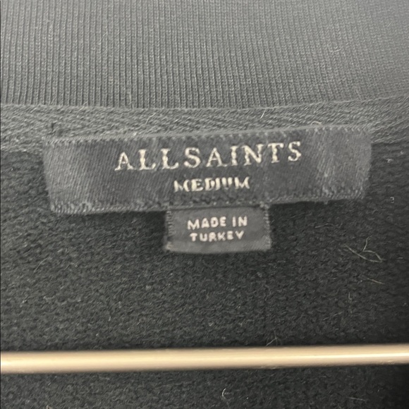 All Saints Womens Asymmetrical Sweatshirt M Black Pockets Zipper Detailing EUC - Picture 3 of 10